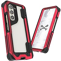 Ghostek ATOMIC slim ZFold5 Case Crystal Clear Back with Aluminum Metal Bumper Premium Rugged Tough Heavy Duty Shockproof Protection Phone Covers Designed for 2023 Samsung Galaxy Z Fold 5 (7.6in) (Red)