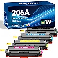 Compatible 206A Toner Cartridge (with Chip) Replacement for HP 206A 206X for Color Laserjet Pro MFP M283fdw M283cdw Pro M255dw M255nw M283 M255 Printer W2110A W2110X (BCMY, 4-Pack)