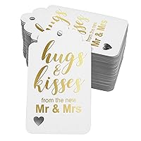 Pack of 100 Hugs and Kisses from The New Wedding Favor Paper Tags Craft Real Gold Foil Hang Tags