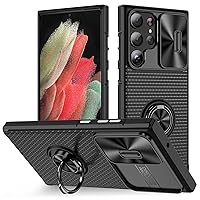 Magnetic Case for Samsung Galaxy S23 Ultra/S23 Plus/S23, Camera Push Window Protection Case with Kickstand Rugged Shockproof Cover Shell,Black,S23 Ultra 6.8''
