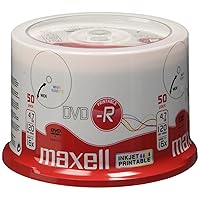 Maxell 275701-50 x DVD-R - 4.7 GB (120min) 16x - White - Printable Surface - Spindle - Storage Media