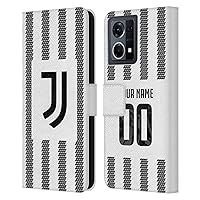 Head Case Designs Officially Licensed Custom Customized Personalized Juventus Football Club Home 2022/23 Match Kit Leather Book Wallet Case Cover Compatible with Oppo Reno8 4G