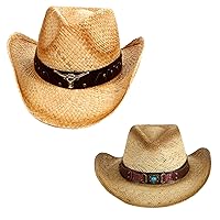 Simplicity Kids & Women Men's Western Style Straw Cowgirl Cowboy Hat