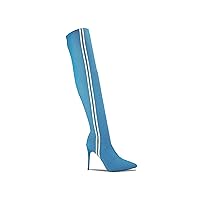 Women's Fashion Double Stripe Pointy Knee High Heel Boots