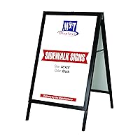 M&T Displays Sandwich Board 22x28 Inches Slide-in A Frame - Double Sided Picture Poster Advertising Display Menu Board Black Aluminum Sidewalk Pavement Sign Holder