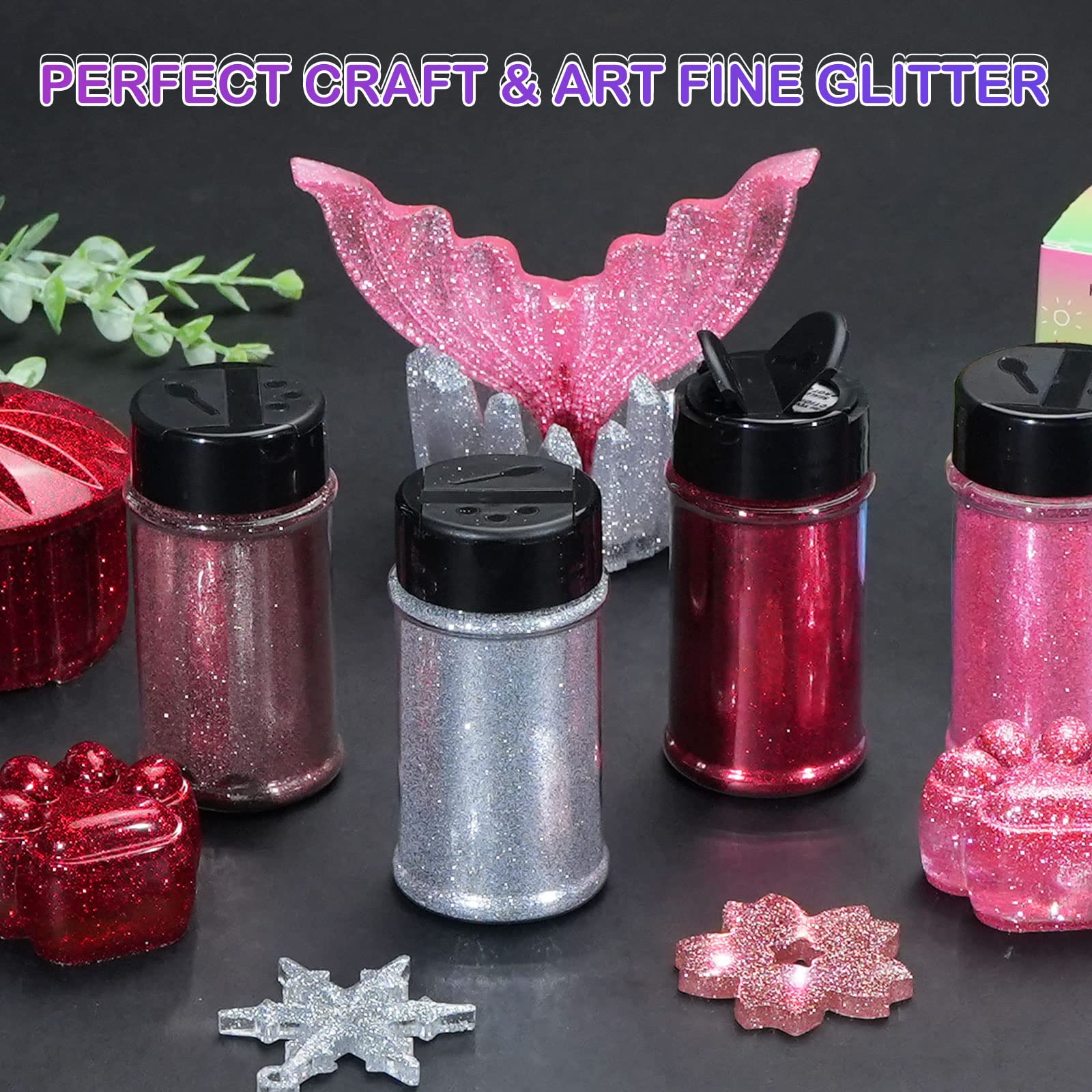 HTVRONT Extra Fine Glitter for Crafts - 50g/1.76oz Rose Gold Glitter for Resin, 1/128''Portable Ultra Fine Glitter Powder for Nails, Tumblers, Ornaments, Makeup, Body, Art Glitter Bulk Shaker Jar