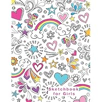 Sketchbook for Girls: Blank Pages, 110 pages, White paper, Sketch, Doodle and Draw