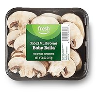 Amazon Fresh Brand, Sliced Baby Bella Mushrooms, 8 Oz