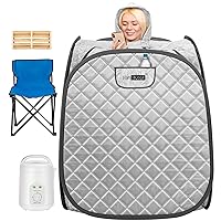 VIVOHOME Portable Personal Steam Sauna Spa with 1.8L 800 Watt Steam Generator, Foldable Chair, Home Sauna Spa Tent for Detox Relaxation, Silver Gray