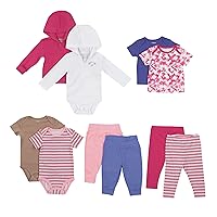 Hanes Baby Clothes, Flexy Warm Weather Wardrobe, Girls & Boys 10-Piece Set, Pink/Purple, 12-18 Months