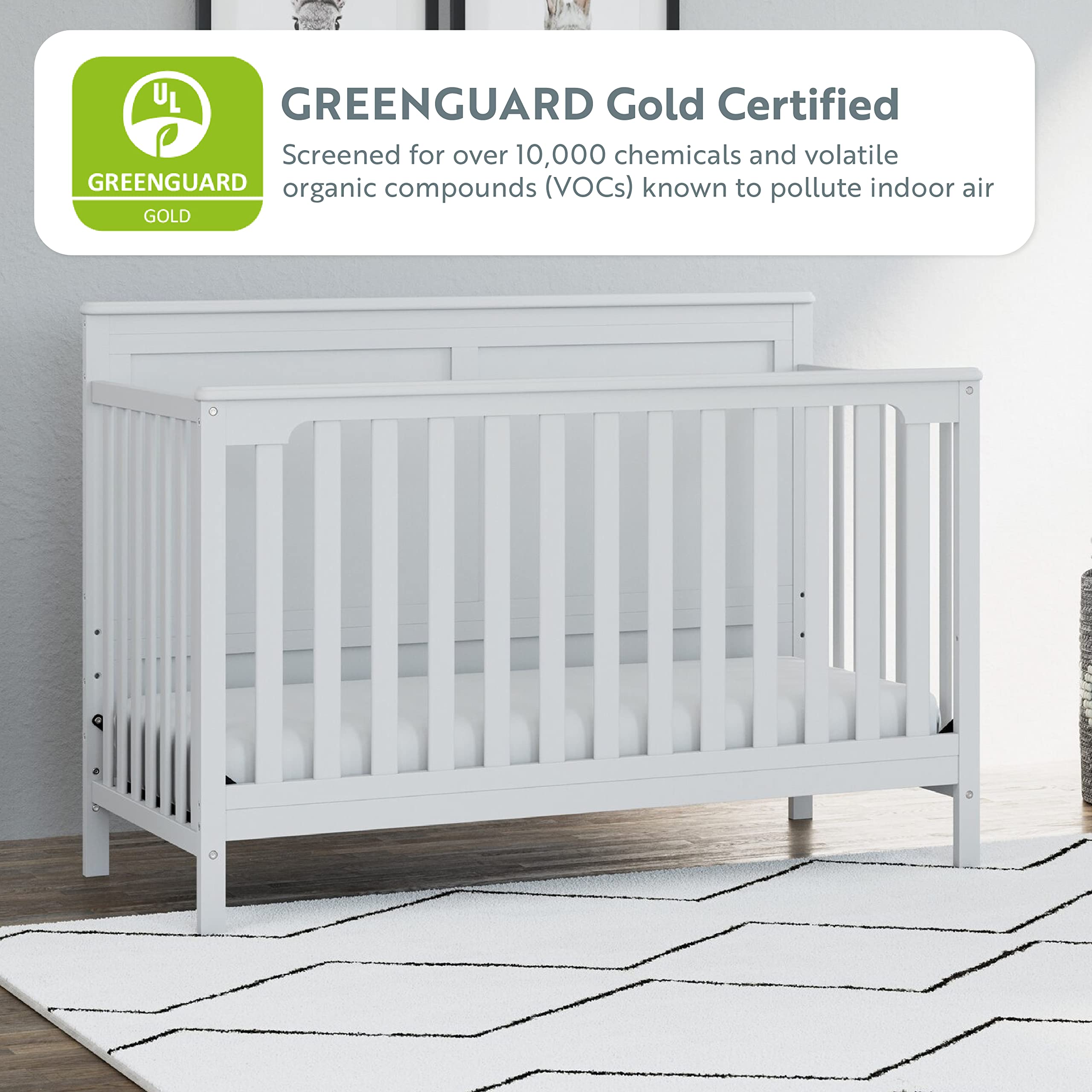 Storkcraft Alpine Changing Table (White) – GREENGUARD Gold Certified Nursery Changing Table, Includes Water-Resistant Changing Pad, 2 Shelves for Nursery Storage and Organizing