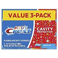 Kid's Cavity Protection Toothpaste (children and toddlers 2+), Sparkle Fun, 4.6 Oz (Pack of 3)
