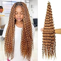 Deep Wave Crochet Hair For Black Women Curly Braiding Hair 30 Inch 2 Packs Ocean Wave Braiding Hair Extensions Soft Crul Crochet Hair For Boho Braids(30inch, 2pack, 30 Brown)…