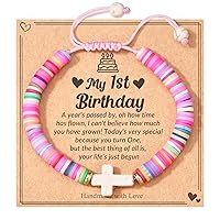 Shonyin 1-3 Year Old Birthday Gifts for Girl, Adjustable Cross Bracelet for Daughter Granddaughter Niece