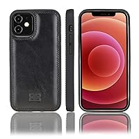 BOULETTA Case Genuine Leather Protective Slim Light and Flexible Snap-on Back Cover Case Compatible with iPhone 12 Pro Max (6.7) (Rustic Black)