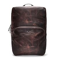LUXEORIA Handmade Leather Backpack for Men and Women, 15.6 Inch Laptop Bag, Genuine Leather Retro Style Casual Daypack | For Colleges & Office, Travel or Hiking- Vintage Brown