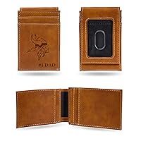 Rico Industries NFL Football #1 DAD Laser Engraved Front Pocket Wallet - Compact/Comfortable/Slim