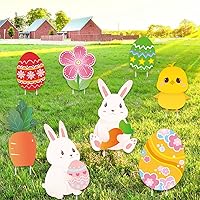 Rainbow Pinata Small Colorful Easter Egg Piñata and 8 PCS Easter Yard Signs Double Side Easter Eggs Bunny Chicken Waterproof Party Signs with Stakes
