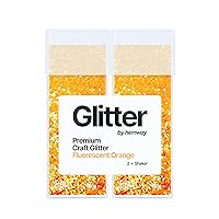 Fluorescent Orange Twin Pack Glitter, 2 x Extra Chunky 130G/4.58OZ Craft Glitter Shakers, Craft Glitter for Resin, Metallic Iridescent Sequin Flake Bulk, Glitter for Makeup Body, Tumblers Glitter