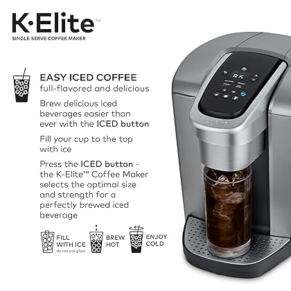 Keurig K-Elite Single-Serve K-Cup Pod Coffee Maker, Brushed Silver