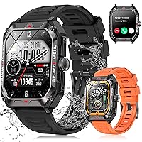 Smart Watches for Men Women with Call, Ultra Thin 2.02 in HD Touch Screen(with 2 Bands)(Orange)