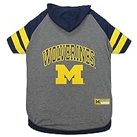 NCAA Michigan Wolverines Hoodie for Dogs & Cats, Medium. | Collegiate Licensed Dog Hoody Tee Shirt | Sports Hoody T-Shirt for Pets | College Sporty Dog Hoodie Shirt
