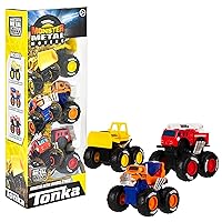 Tonka Monster Metal Movers 3-Pack Front Loader, Fire Truck & Cement Mixer