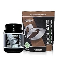 Muscle Feast Creatine + Isolate Bundle: 1 Creatine Powder (Unflavored, 2lb) + 1 Whey Protein Isolate (Chocolate, 2lb) | Premium Supplements, Vegetarian, Gluten Free