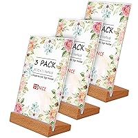TONICE® 3 Pack 8.5x11 Acrylic Sign Holder L Shape Slant Back Design Clear Acrylic Frame Wood Base, Table Menu Display Stand, Flyer Display (Optional 8.5x11/5x7 Inch L/T Shape)