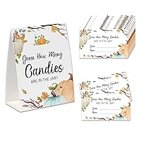 Thanksgiving Candy Party game, Guess How Many Candies Are In The Jar (1 Double-sided standing sign + 50 guess cards), Thanksgiving Party Game, Thanksgiving Party Decorations -GEJCTG02