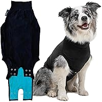Suitical Recovery Suit for Dogs - Dog Surgery Recovery Suit with Clip-Up System - Breathable Fabric for Spay, Neuter, Skin Conditions, Incontinence - M+ Dog Suit, Black