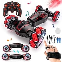 4WD Remote Control Gesture Sensor Car,Hand Controlled RC Stunt Car,Double-Sided Vehicle 360° Rotation with Light and Music Spray, Watch Toy Cars for Boys & Girls Birthday
