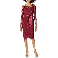 Women's Plus Size 3/4 Sleeve Lace Peplum Dress