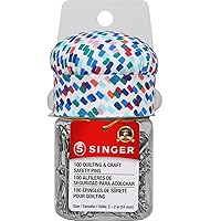 Singer 47206 2-Inch Basting Jar with Pin Cushion Lid, Multicolor 100 Count