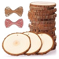 Fuyit Natural Wood Slices 20 Pcs 3.5-4 Inches Craft Wood Kit Unfinished Predrilled with Hole Wooden Circles Tree Slices for Arts and Crafts Christmas Ornaments DIY Crafts