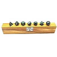Platonic Solids Crystal Hematite 7 Piece Sacred Geometry Crystal Set with Wood Box Natural Crystal