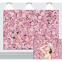 BINQOO 10x8ft Pink Rose Wall Background Spring Pink Flowers Backdrops Girls Women Birthday Party Weeding Bridal Shower Anniversary Ceremony Decor