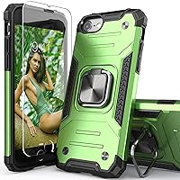 for iPhone SE 2020 Case with Screen Protector,Shockproof Drop Test Cover with Car Mount Kickstand Lightweight Protective Case for iPhone 6/6s/7/8/SE 2020/SE 3 2022,Green