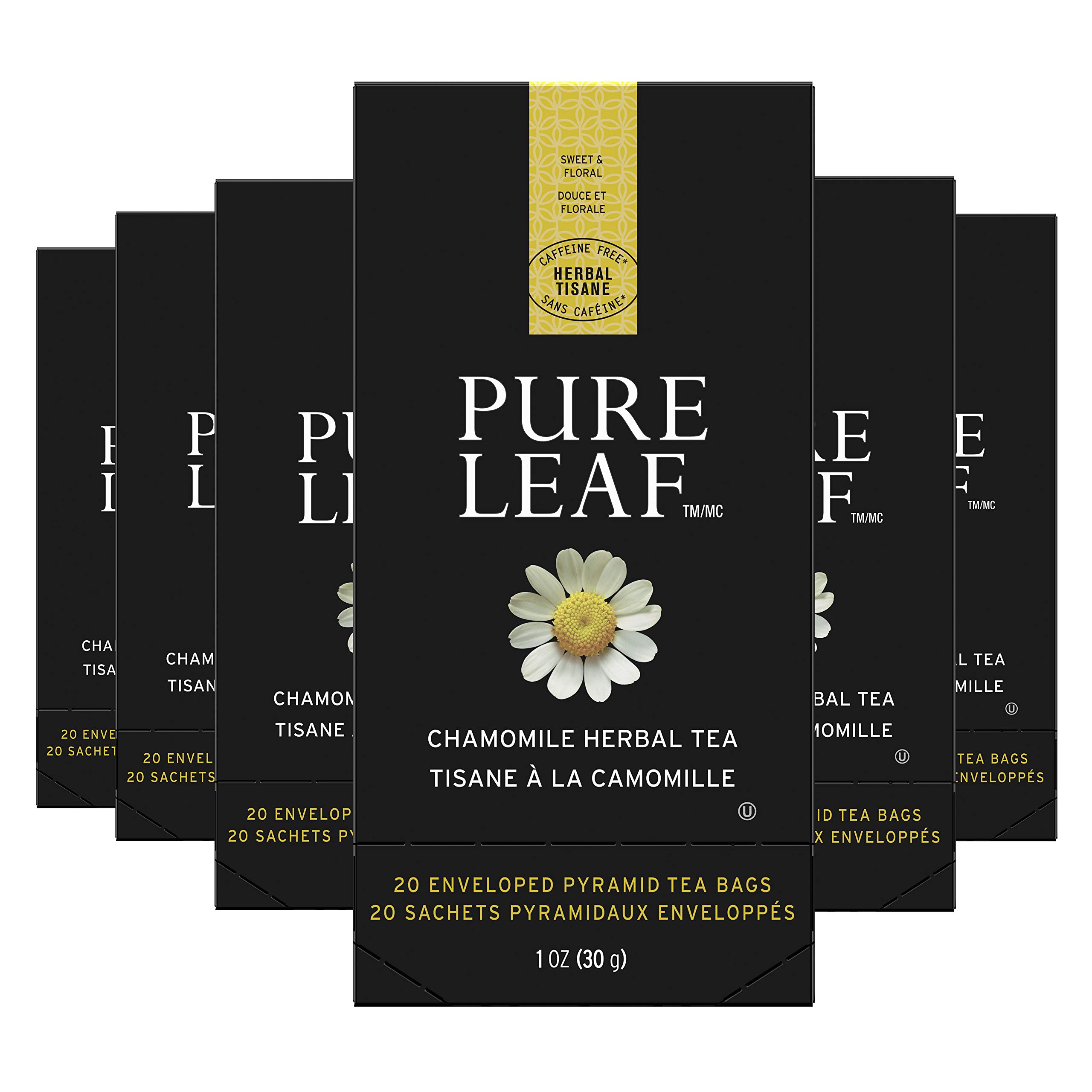 Pure Leaf Chamomile Enveloped Hot Tea Bags Herbal Caffeine Free, 20 count, Pack of 6