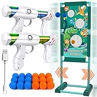 Gun Toy Gift for Boys Age of 4 5 6 7 8 9 10 10+ Years Old Kids Girls for Birthday with Moving Shooting Target 2 Blaster Gun and 18 Foam Balls Compatible with Nerf Guns (Dinosaur)