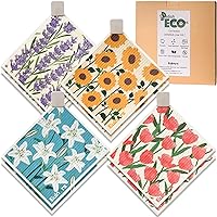 Swedish Dishcloths for Kitchen, 8 Pack Flower Swedish Dishcloths with 3 Clips, 9 Classified Labels, Reusable Paper Towels Washable, Biodegradable, Non-Scratch Cellulose Sponge Cloths, No Odor