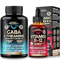 NUTRAHARMONY GABA with L-Theanine Capsules & Organic Vitamin B12 Drops