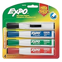 Expo Magnetic Dry Erase Markers with Eraser, Chisel Tip, Assorted, 4 Count