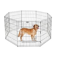 Dog Playpen - Foldable Metal Exercise Puppy Play Pen with 8 24x30in Panels - Indoor/Outdoor Pen with Door for Dogs, Cats or Small Animals by PETMAKER