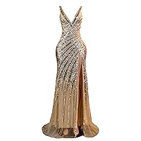 Prom Dresses Beaded Sequin Pageant Celebrity Split Evening Party Gala Gown