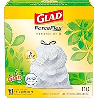 Trash Bags, ForceFlex Protection Series Tall Garbage Bags, 13 Gal, Gain Original with Febreze, 110 Ct (Package May Vary)