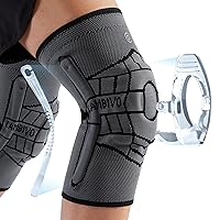 CAMBIVO 2 Pack Knee Braces for Knee Pain Women & Men, Knee Compression Sleeve with Side Stabilizers & Patella Gel Pad, Knee Support for Running, Hiking, Meniscus Tear, Arthritis, ACL, Joint Pain Relief（NS13,Gray,Medium)