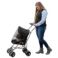 Pet Gear Travel Lite Plus Stroller, Compact, Easy Fold, No Assembly Required, Large Wheels for Cats and Dogs up to 15 pounds, 3 Colors
