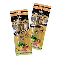 King Palm Mini Size Cones - (2 Pack, 4 Rolls) - Organic Pre Rolled Cones - King Palm All Natural Pre Rolls - (Peach Pineapple)