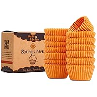 400pcs Orange Mini cupcake liners for baking, parchment mini muffin liners for Mini Cupcake Pans, food grade Christmas Cupcake Liners for Party, Decorations